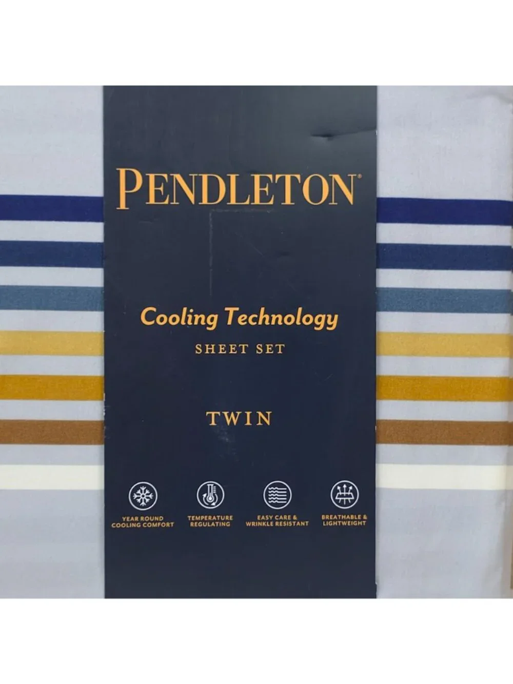 Pendleton Cooling Technology Twin Sheet Set Gray Westland Stripe Easy Care